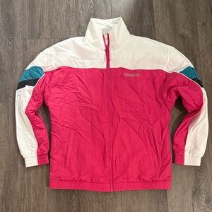 Adidas Pink and White Color Block Jacket